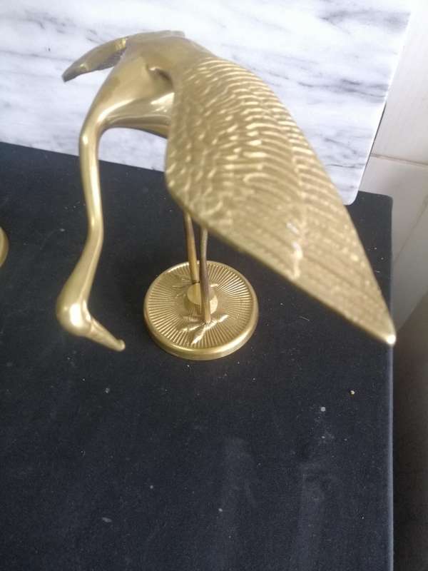 Antique Pair of brass cranes