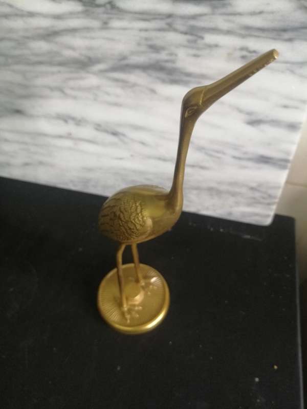 Antique Pair of brass cranes