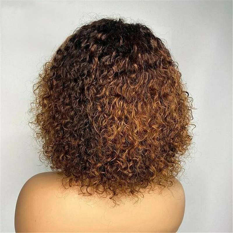 Jerry Curly Non Lace Human Hair Wig With Bangs