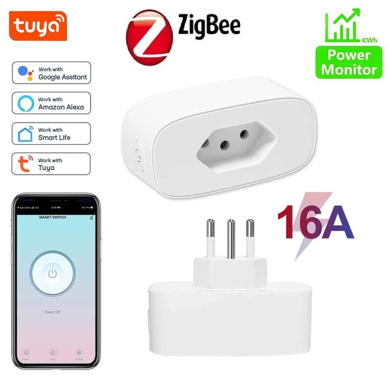Zigbee Smart Plug 16A TUYA South African Power AC Plug Socket