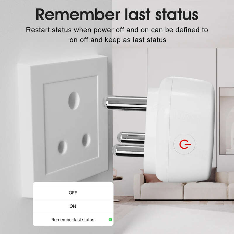 Zigbee Smart Plug 16A TUYA South African Power AC Plug Socket