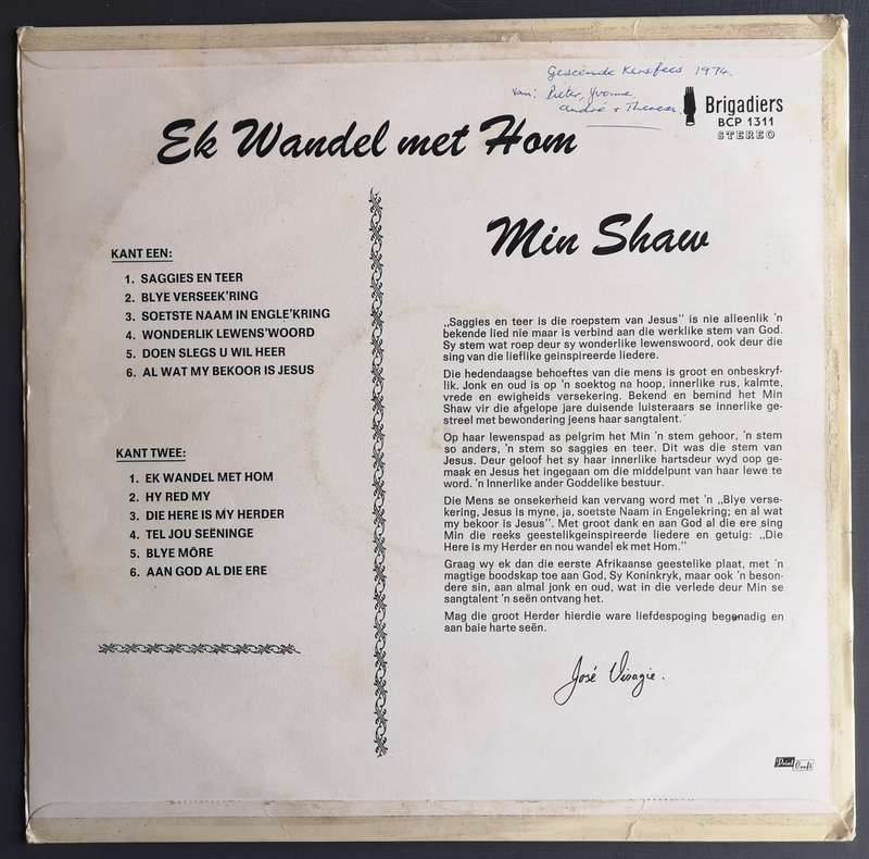 Min Shaw - Ek wandel met Hom (Vinyl LP)
