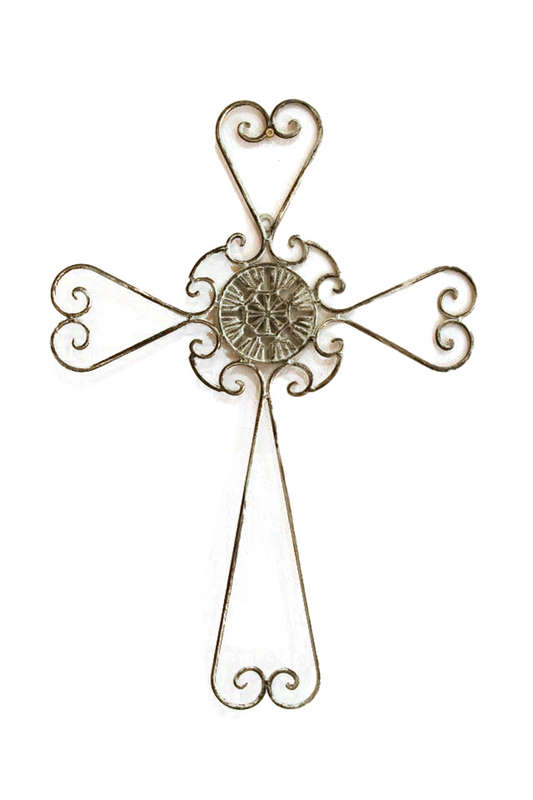 Cross Wall Decor Antique Grey