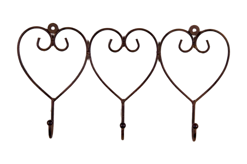 Heart Shaped Wall Hooks Brown