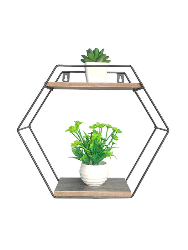 Wall Shelf Hexagon with 2 Shelves