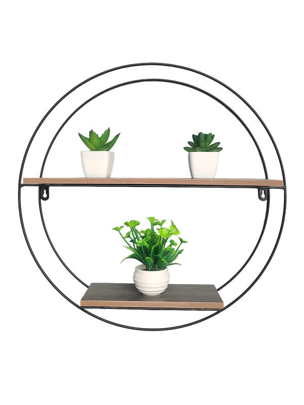 Circle Wall Shelf with 2 Shelves