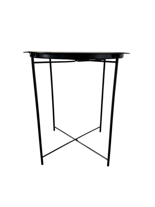 Round Black Tray Side Table