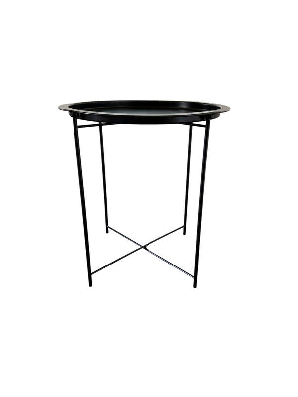 Round Black Tray Side Table