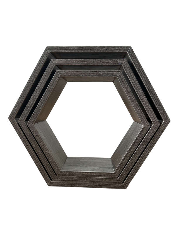 Set of 3 Solid Hexagonal Wall Shelves  Modern Floating Shelves