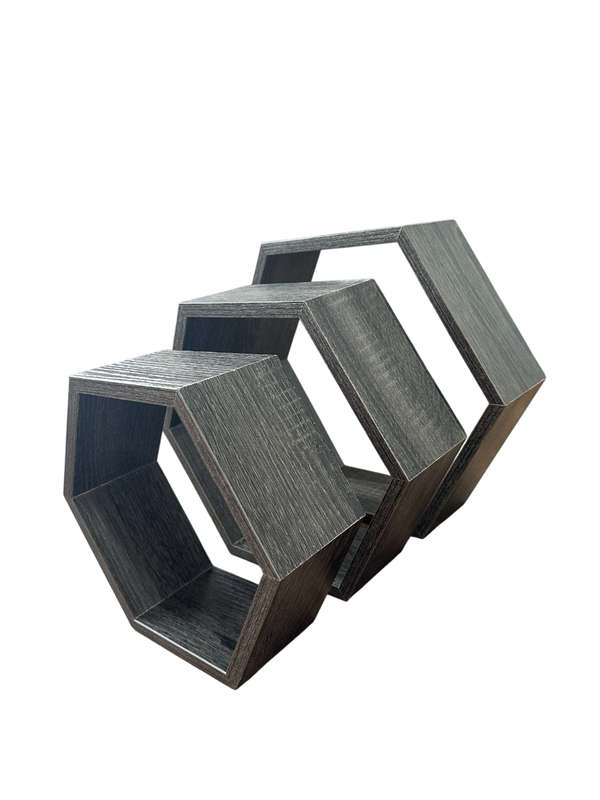 Set of 3 Solid Hexagonal Wall Shelves  Modern Floating Shelves