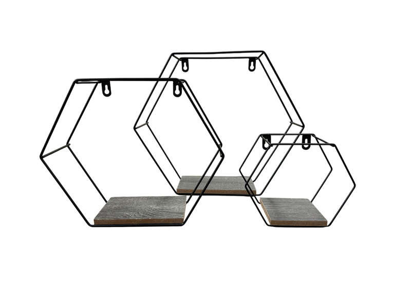Wall Shelf Hexagon - Set of 3