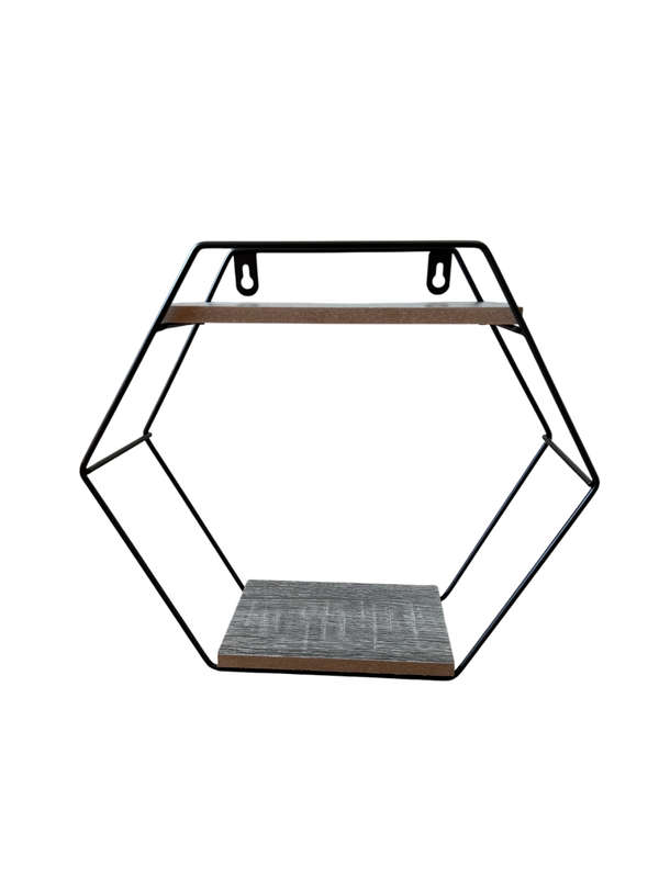 Wall Shelf Hexagon with 2 Shelves