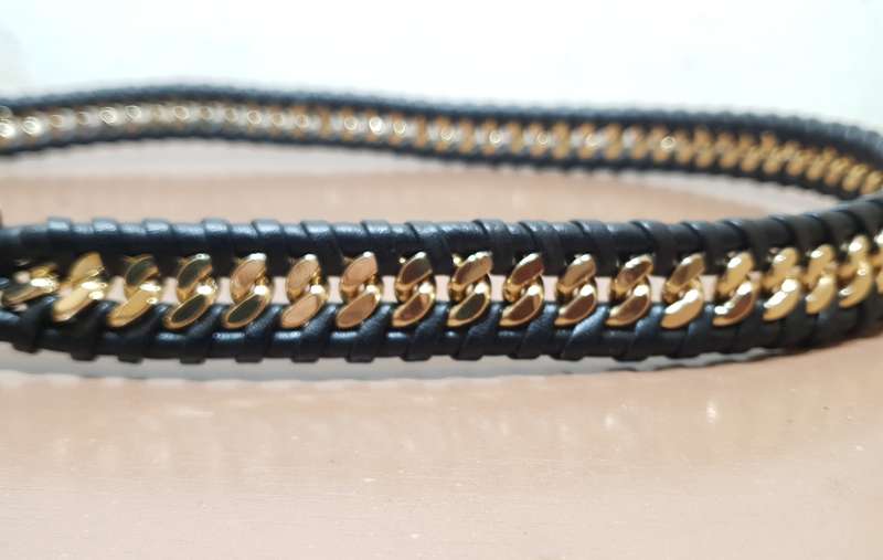 Moschino - USA Luxury designer universal handbag strap with signature braided brass Cuban link chain