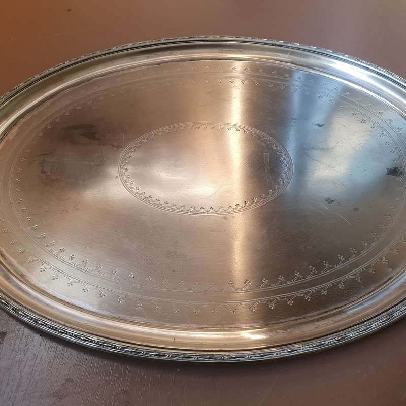 Demo stock - Modern Heavy Duty SP on brass large oval shaped serving tray in pristine condition