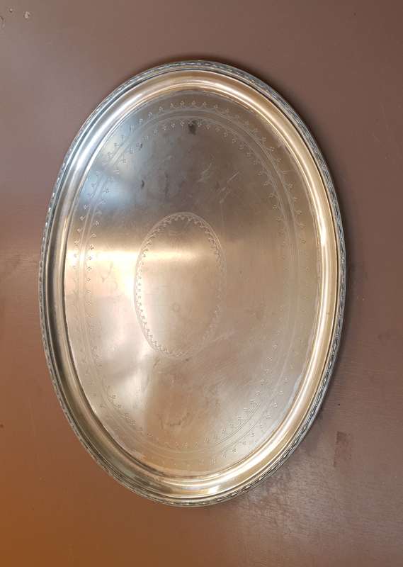 Demo stock - Modern Heavy Duty SP on brass large oval shaped serving tray in pristine condition