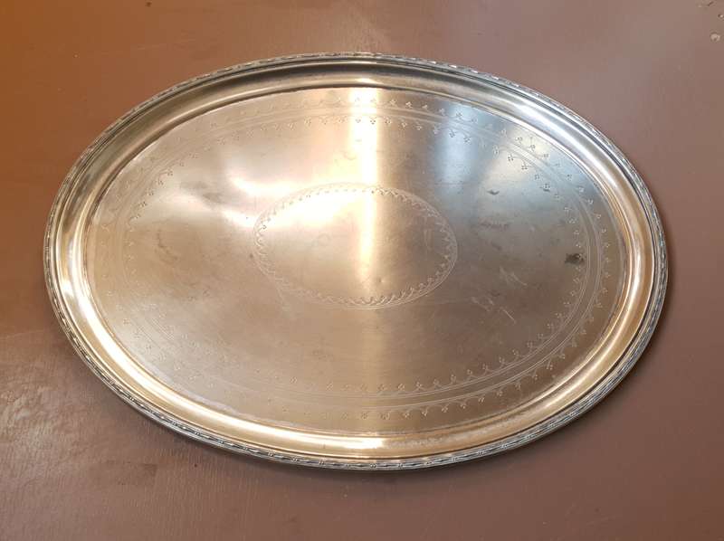Demo stock - Modern Heavy Duty SP on brass large oval shaped serving tray in pristine condition