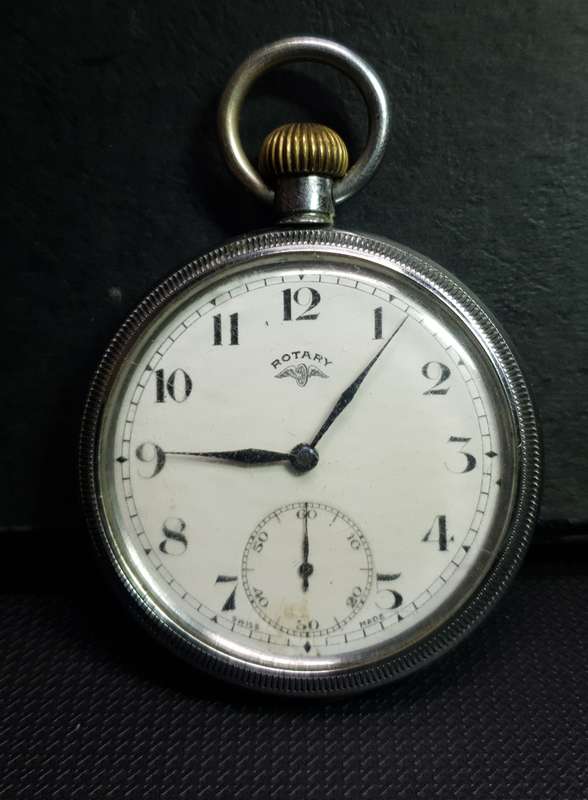 Vintage Rotary 15 Jewel Swiss made Railroad grade pocket watch in good working condition.