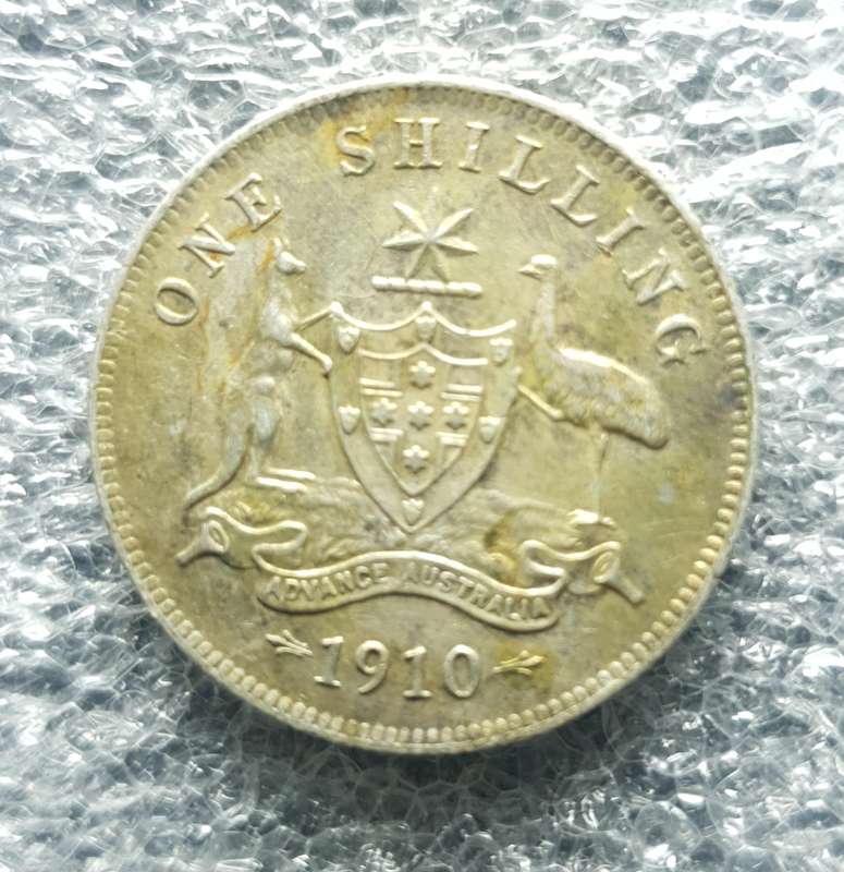 1910 Edward VII Australian Sterling Silver One Shilling coin - High Grade, Rare