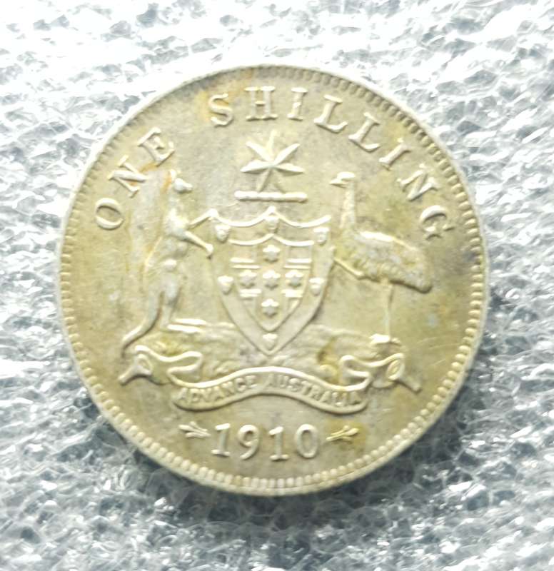 1910 Edward VII Australian Sterling Silver One Shilling coin - High Grade, Rare