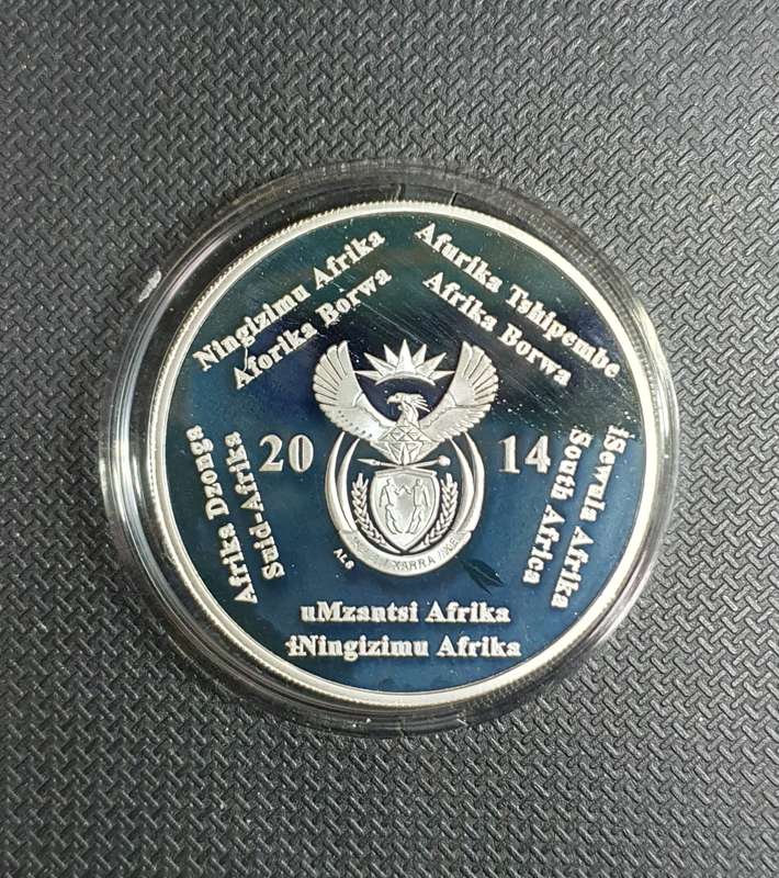 2014 South African 20 years of democracy proof silver Two Rand coin- Low mintage of only 974