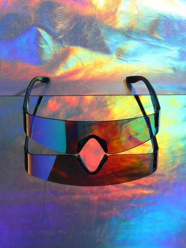 NeoShades Prism Visor Sunglasses  Futuristic Iridescent Shield