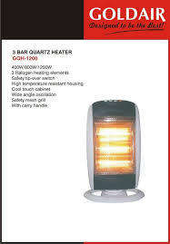 Goldair 3 Bar Rotating Heater GQH-1200 1200w