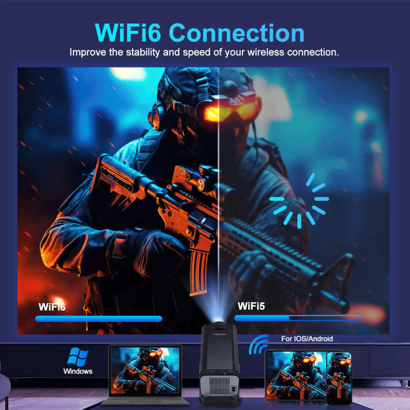 HY320 1080P 390ANSI 4K Android 11 Projector With Wifi 6 Bluetooth 5.0 Support Miracast / Airplay