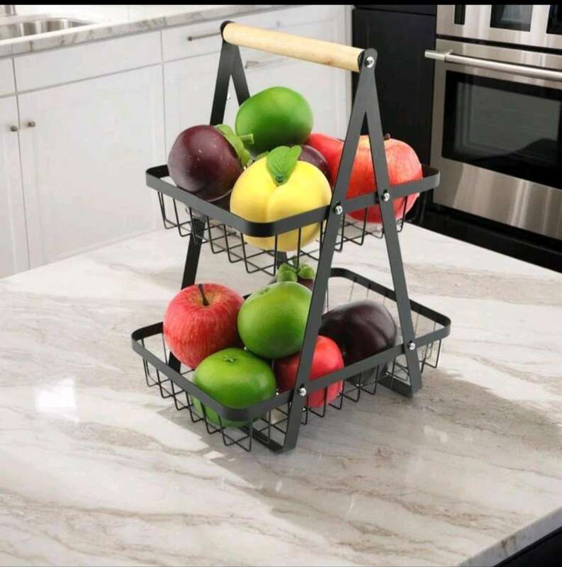 2/3Tier Wooden Handle Fruit Basket
