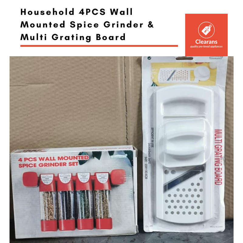 Household 4PCS Wall Mounted Spice Grinder & Multi Grating Board