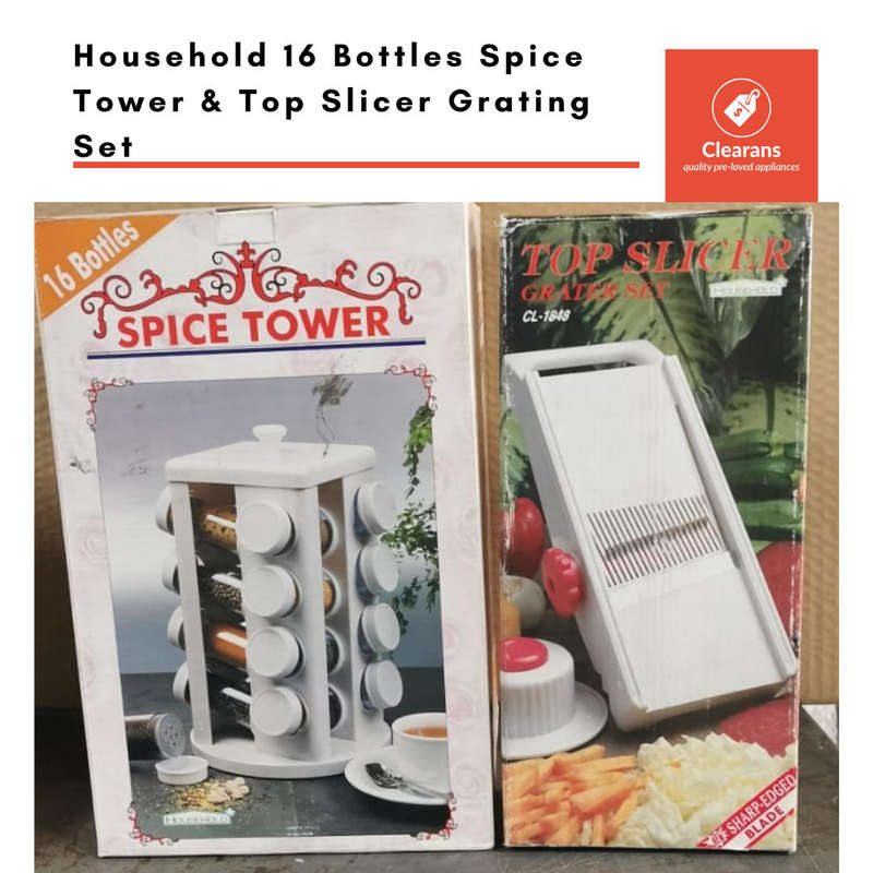 Household 16 Bottles Spice Tower & Top Slicer Grating Set