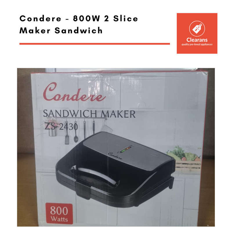 Condere - 800W 2 Slice Sandwich Maker