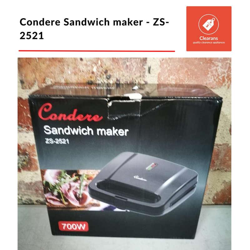 Condere - 700W 2 Slice Sandwich Maker - ZS-2521 (COLLECTION ONLY)
