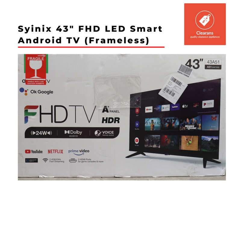 Syinix 43" FHD LED Smart Android TV (Frameless)