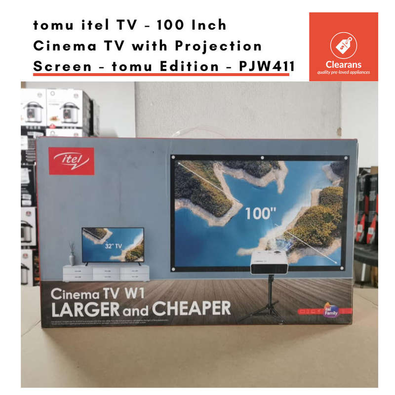 tel TV - 100" Cinema TV with Projection Screen and Stand Tomu Edition