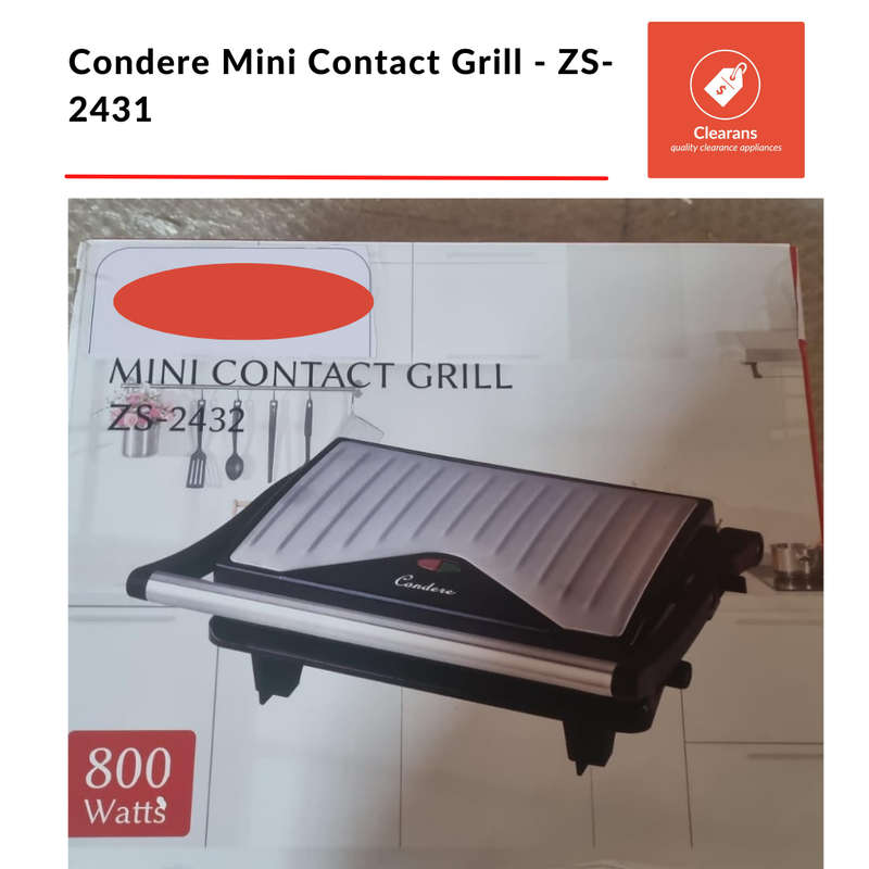 Condere - 800W 2 Slice Mini Contact Grill (COLLECTION ONLY)