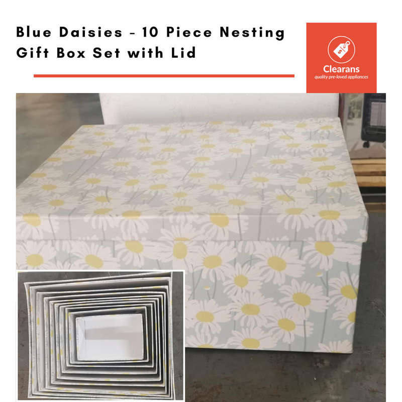 Blue Daisies - 10 Piece Nesting Gift Box Set with Lid