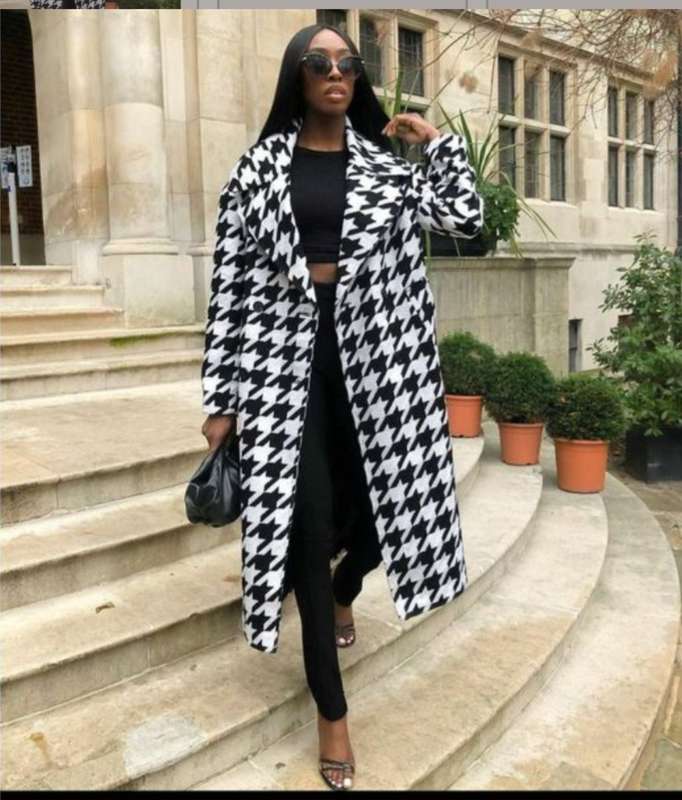 HOUNDSTOOTH LONG COAT(Black & White)