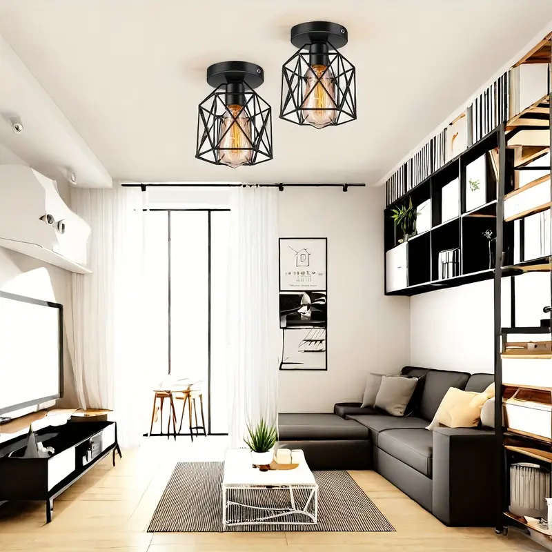 Industrial Black Metal Ceiling Light