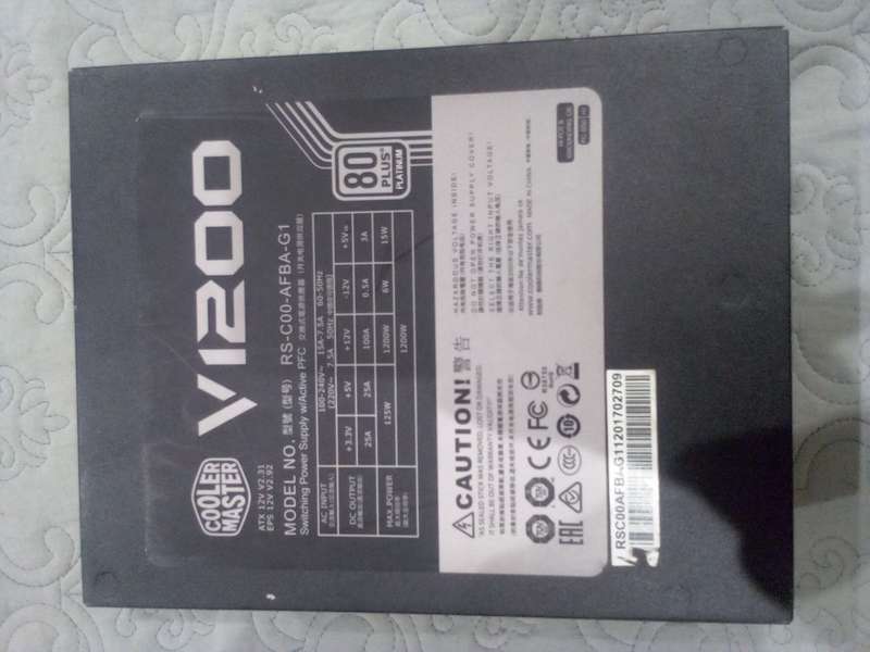 CoolerMaster V1200 1200W 80+ Platinum Fully Modular Power Supply / Silent 135 mm FDB Fan / Japanese