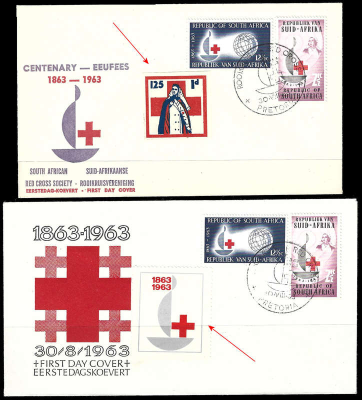 1963 Red Cross 2 x F.D.C's BOTH WITH INTERESTING Red Cross Labels