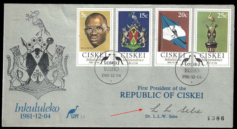 Signed Cover by Pres. Dr. L.L.W. Sebe