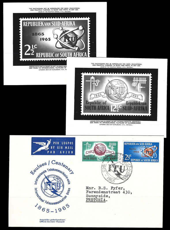 1965 I.T.U Complete Bulletin, 2 x Photo Proofs, PLUS 2 Diamond F.D. Card, See description