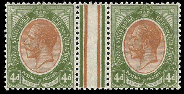 1913 King's Head 4d Gutter Pair, Seldom seen