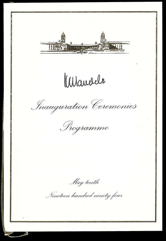 Mandela Inauguration Ceremonies Programme, with Mandela Signature