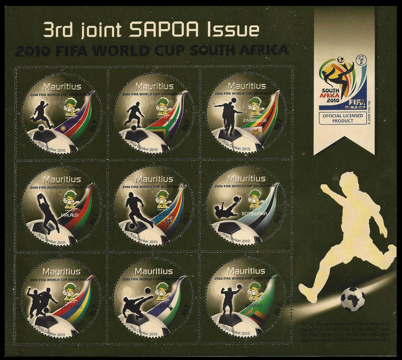 2010 FIFA M/Sheet of 9, with Colour Shift, Scarce as only 2500 were Unused