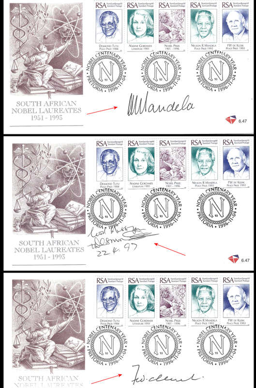 Nobel Centenary, 3 Covers with Hand Signed Signatures, Very Scarce