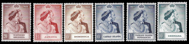 1948 Silver Wedding Top Values Unmounted Mint incl. Northern Rhodesia