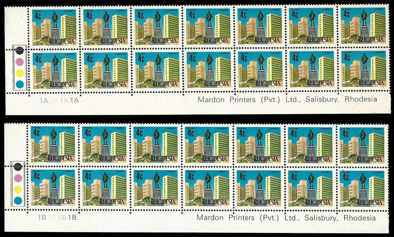 1970 Additional Def 4c Value in A and B Extended Controls and Imprints, Value R 2,000+ (UMM)