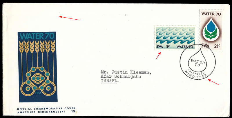 SWA 1970 Water F.D.C. No 1 with MISSING AIRMAIL TAG, RARE !!!
