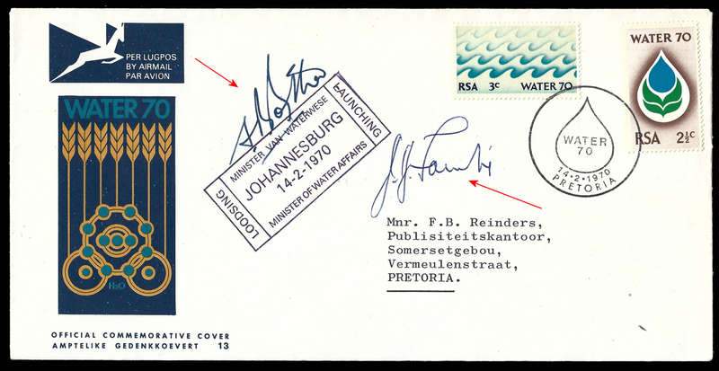 1970 Water FDC 13, Rare Combination Signatures and destination